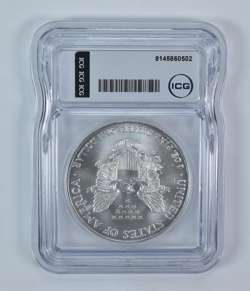 2002 American Silver Eagle Mint Error Struck Thru Authentic ICG