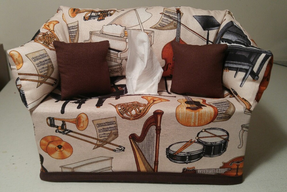 Musical Instruments Tissue Box Cover Handmade