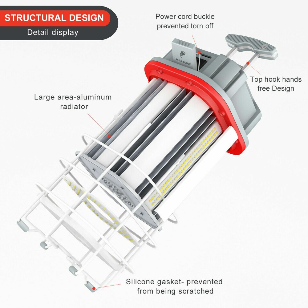 80W LED Temporary Work Light 11,600LM Linkable Hanging Construction Lights 5000K