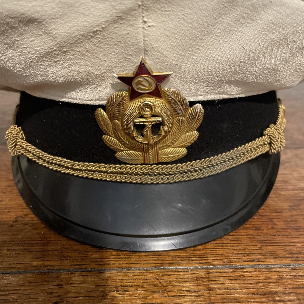Soviet Navy VMF Officer Summer White Top Visor Peak Cap