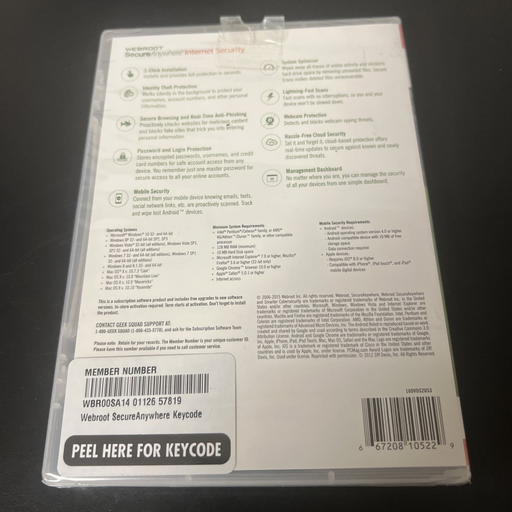 Webroot Secure Anywhere Internet Security 3 Devices PC MAC Mobile Sealed New