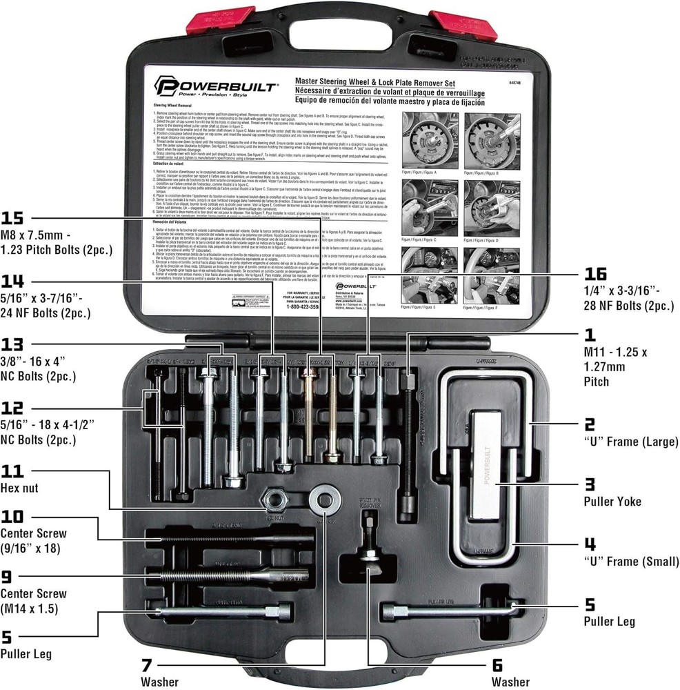Master Steering Wheel & Lock Plate Remover Tool Set Installation Kit Puller Kit
