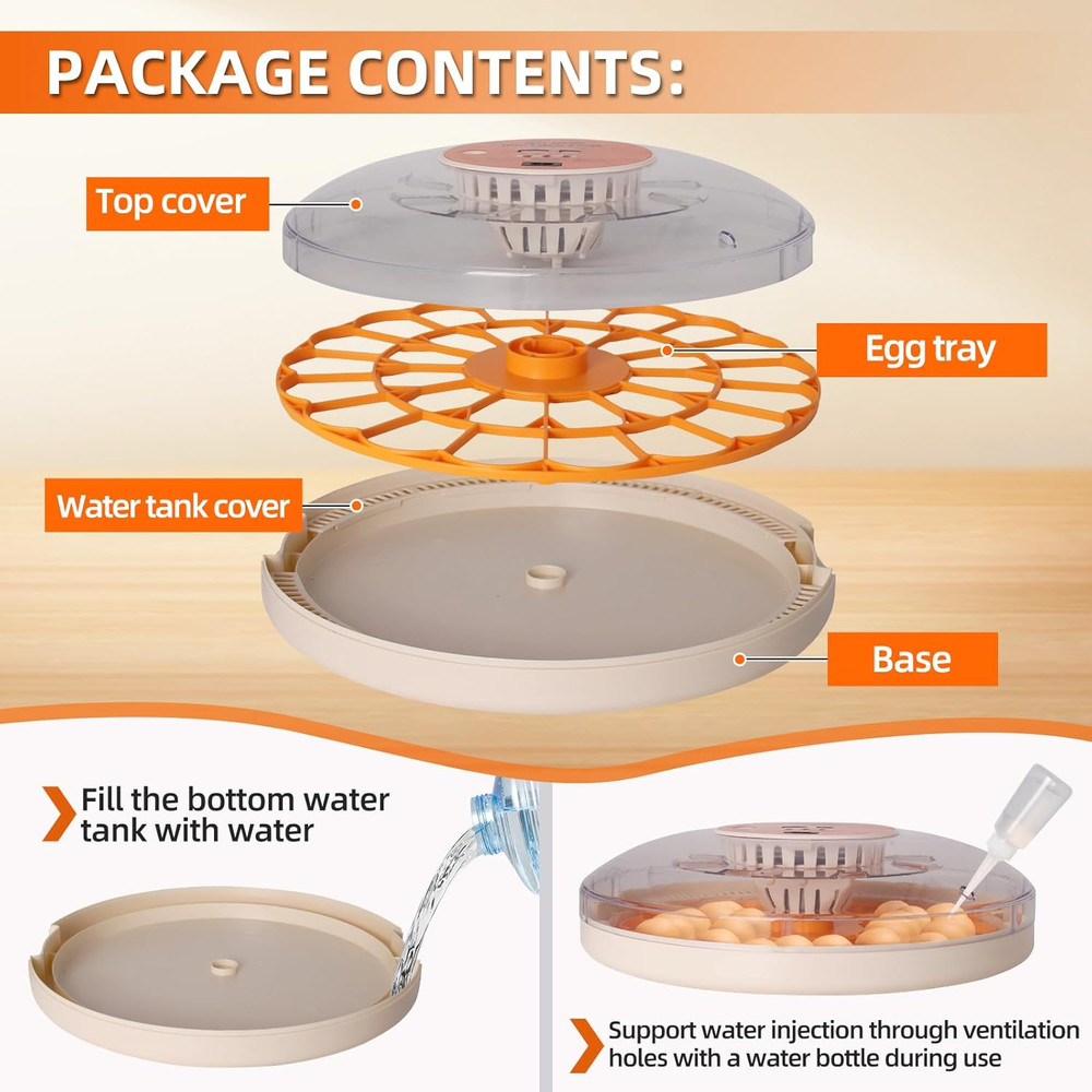 30 Egg Automatic Incubator with Thermometer, Humidity Control & Egg Candler