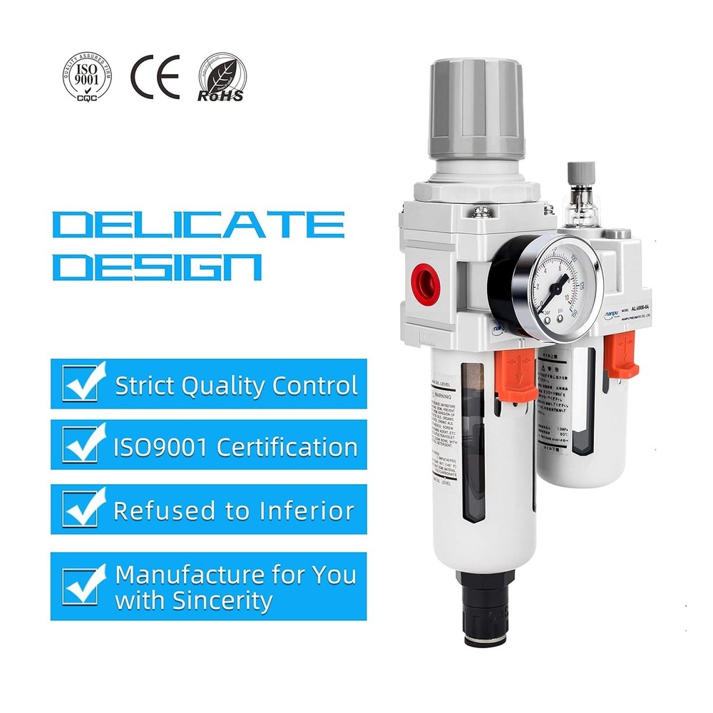 Comprehensive 1/2" NPT Air Filter Regulator Lubricator with Auto-Drain Function