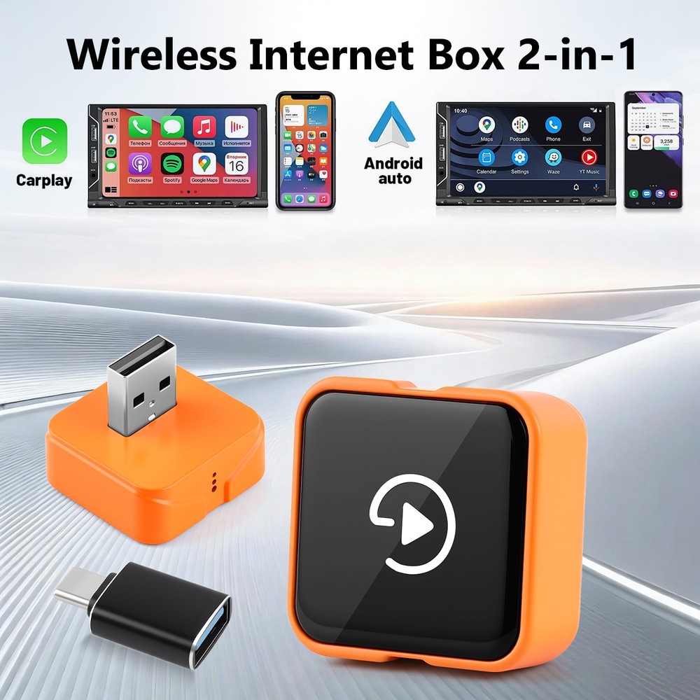 Wireless CarPlay Adapter for Apple iPhone & Android Auto USB Adapter Plug & Play