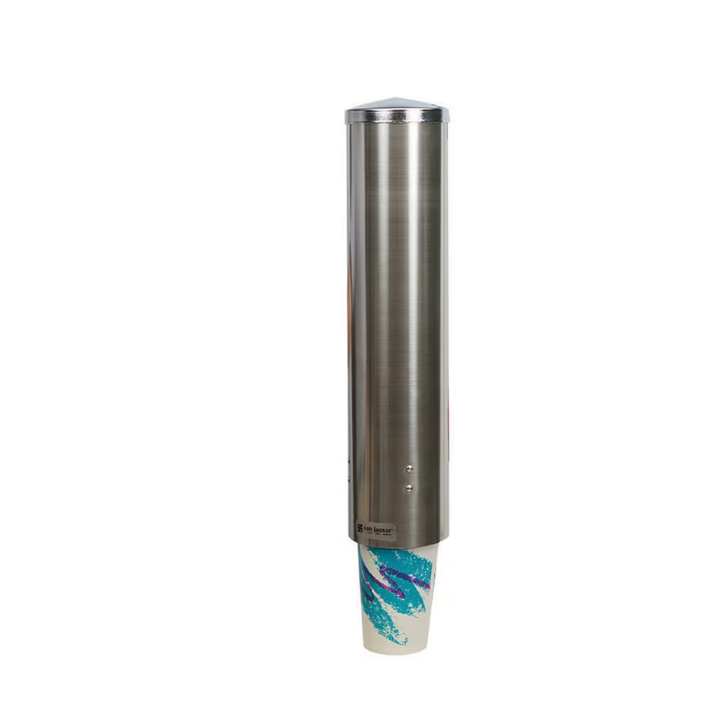 San Jamar C3250SS Large Stainless Pull-Type Water Cup Dispenser