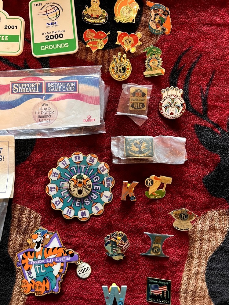 OLYMPIC PINS,BADGES,AND KIWANIS PINS