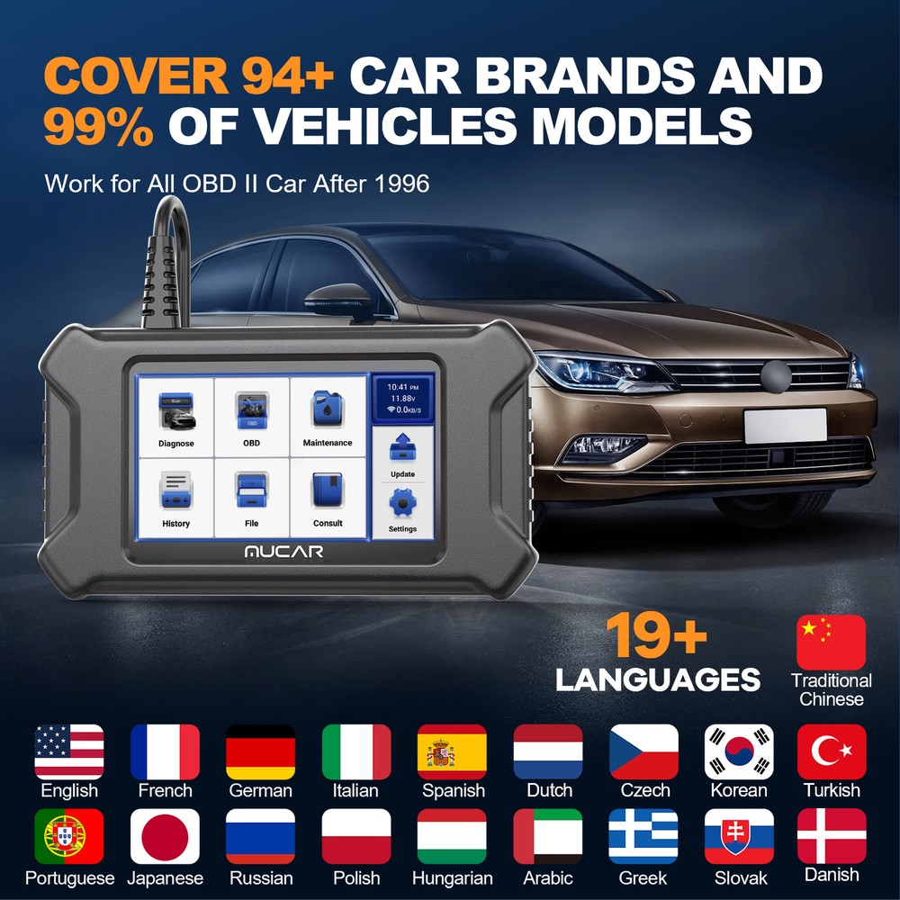 MUCAR Car Diagnostic Scanner Tool OBD2 Code Reader Engine SRS ABS Oil EPB SAS
