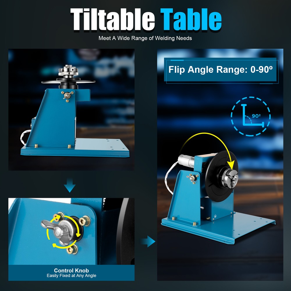 Rotary Welding Positioner With Adjustable Speed and Tiltable Table