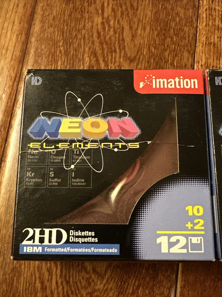 Imation Neon Elements 2 HD Diskettes IBM Formatted 12 X 2