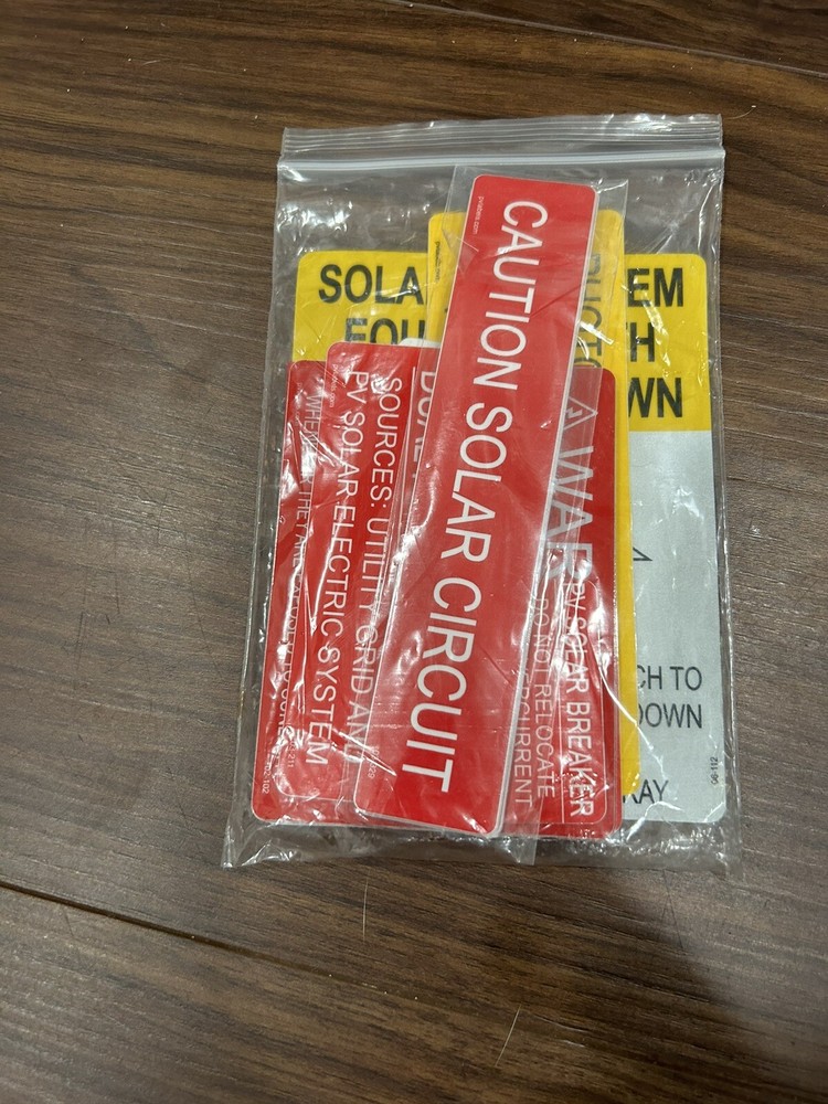 22 Piece Assorted Solar Labels For Residential Installations Single Install NEC