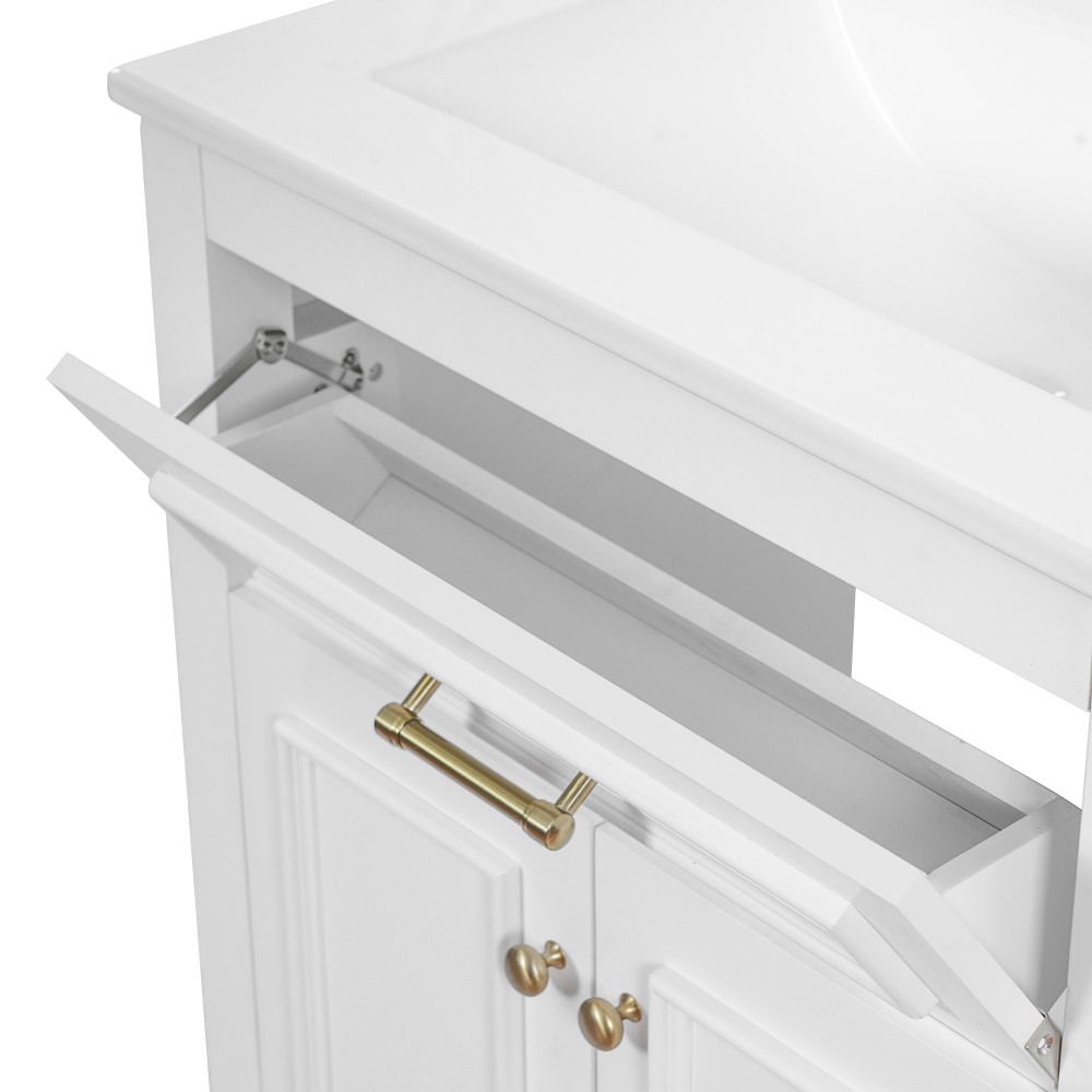 Bathroom Vanity with Ceramic Sink Double Doors Includes 1 Flip-Up Drawer