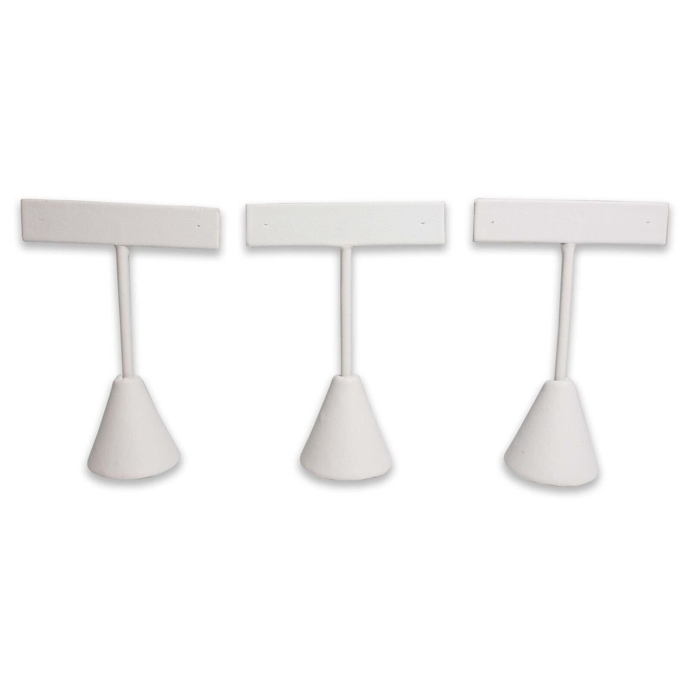 White Leatherette Earring T Shape Display Stands