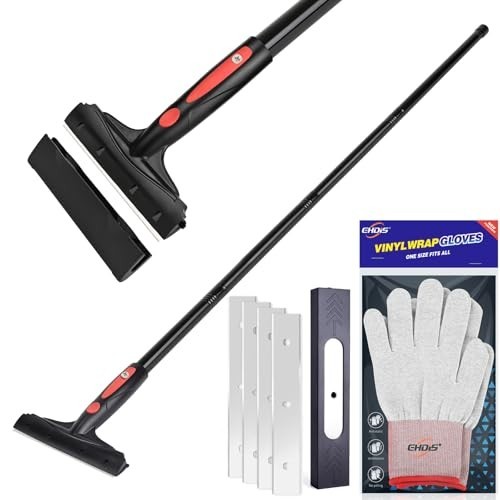 Extendable Razor Blade Scraper Tool - 16''-58'' Long Handle, 6" Wide Blade, 10 D