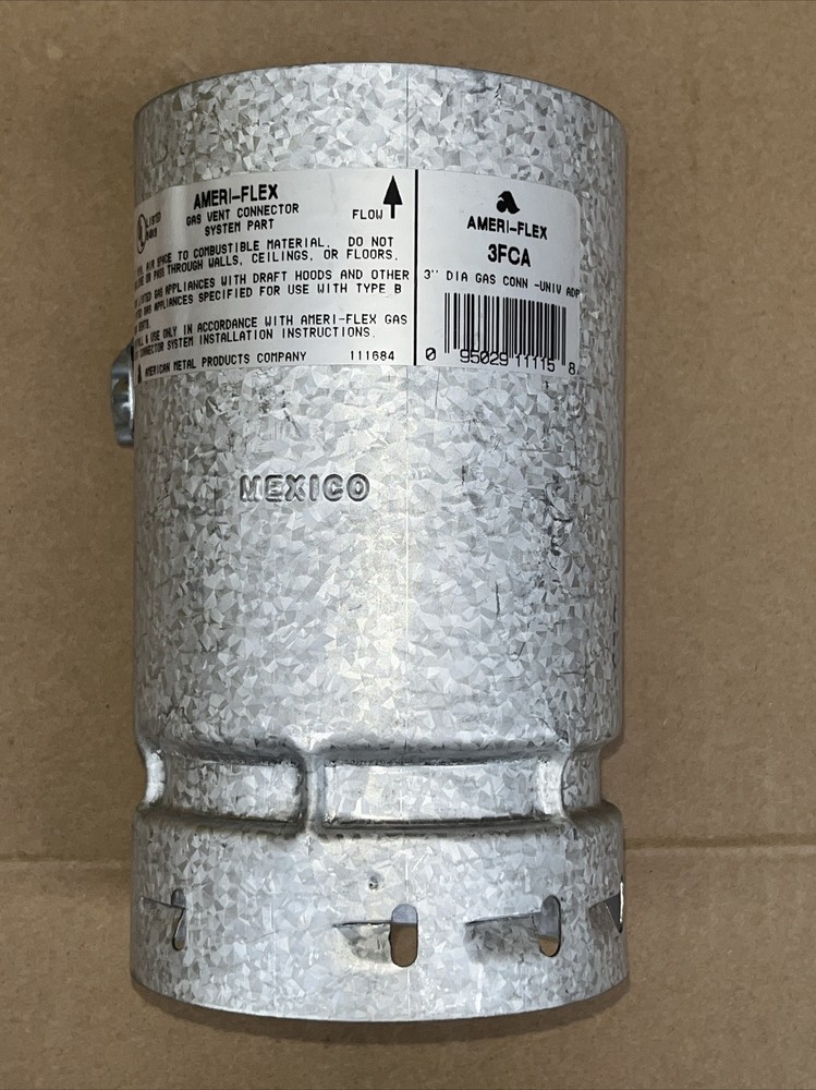 AMERI-FLEX #3FCA 3” Single Wall  Gas Vent Connector UL Listed Free Shipping!