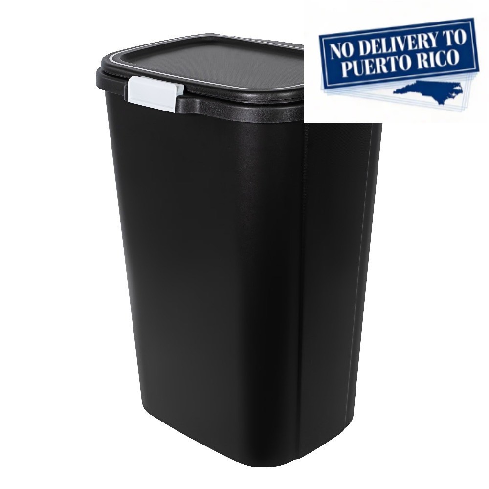 13 Gallon Plastic Odor Block Touch Top Garbage Bin with Push Button Lid, Black