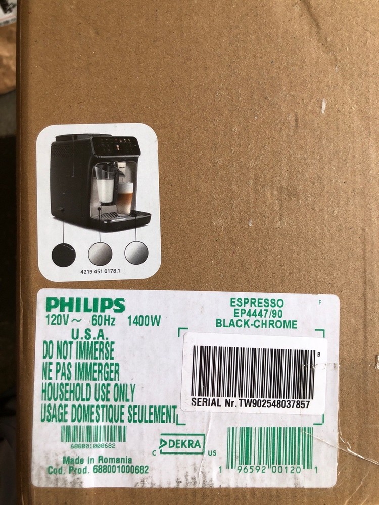 Philips 4400 Series Fully Automatic Espresso Machine, Black Chrome (EP4447/90)