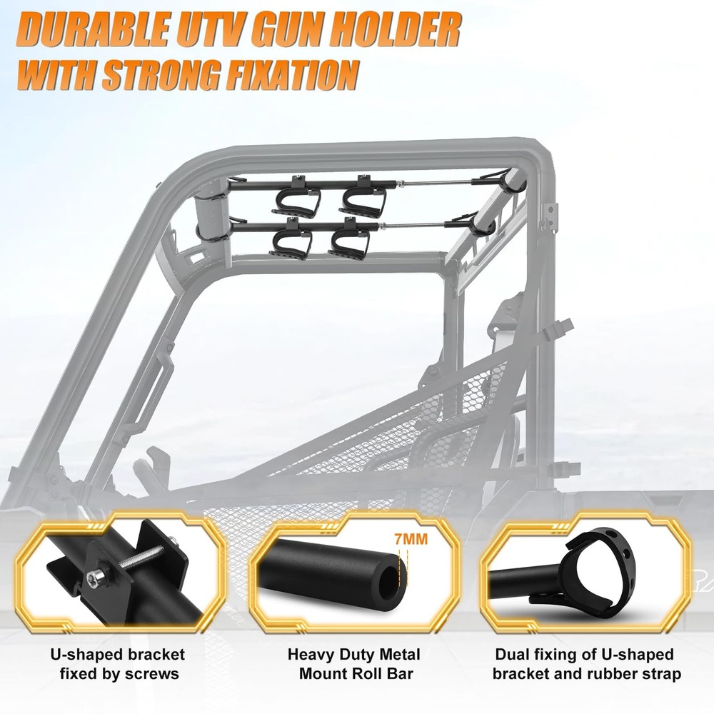 Drieaco UTV Overhead Rack Fits 21-28" Spacing Roll Bars, Adjustable UTV Holde...