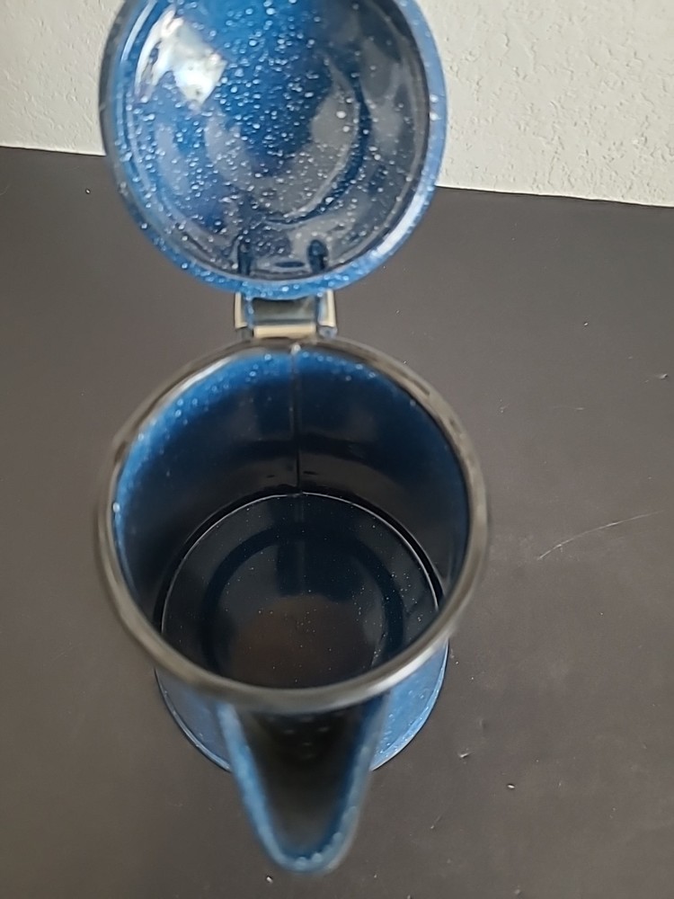 Blue And White Speckled Enamelware Coffee Percolator