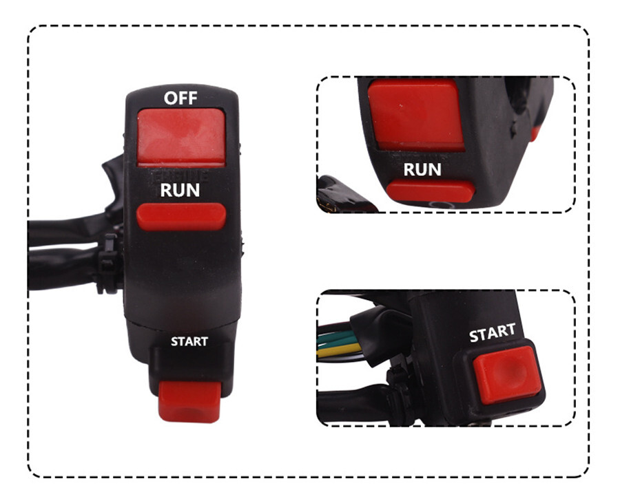 1x Universal 7/8" Motorcycle Handlebar Control Switch Ignition Kill Start Switch
