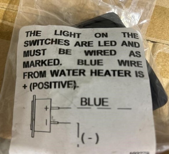 Suburban 193378/234229 Water Heater, On Off Switch, Black, RV/Camper Dd41