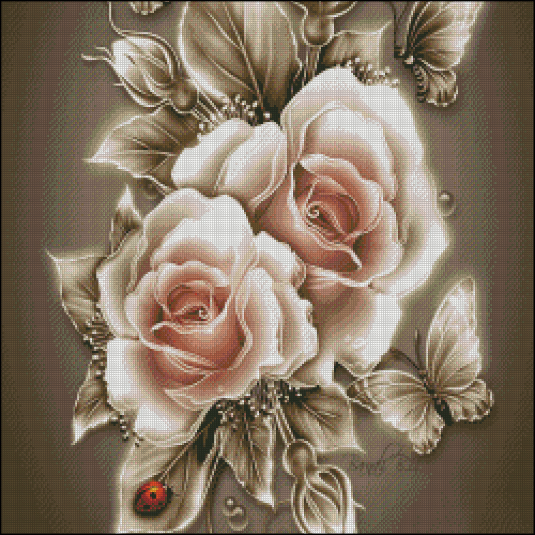 Chart Needlework Crafts DIY Counted Cross Stitch Pattern - Rose & Butterfly