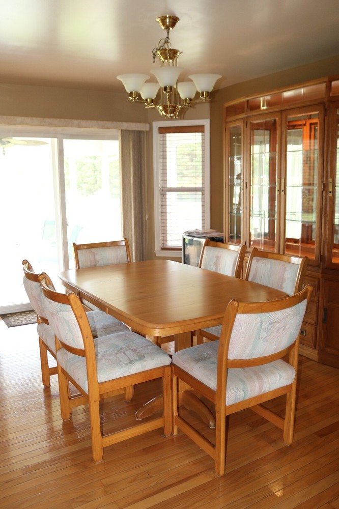 dinning table (two leaf's/6 chairs, China closet and buffet.