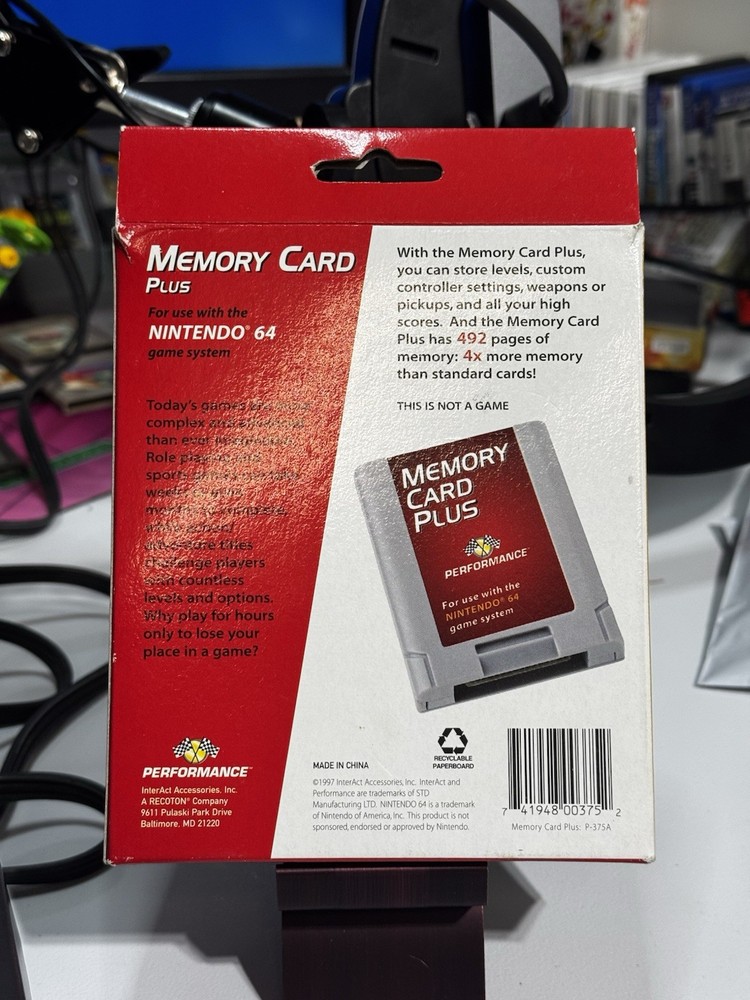 Performance Memory Card Plus Nintendo 64 Game System CIB WITH BOX