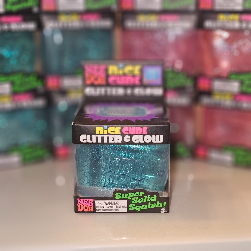 Nee Doh Nice Cube Super Solid Glitter & Glow Squish Pick Color Blue Purple Pink