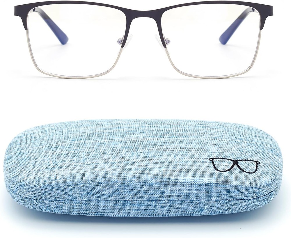 1-Pack Nearsighted Glasses for Distance with Hard Case, Spring Hinge Blue Light
