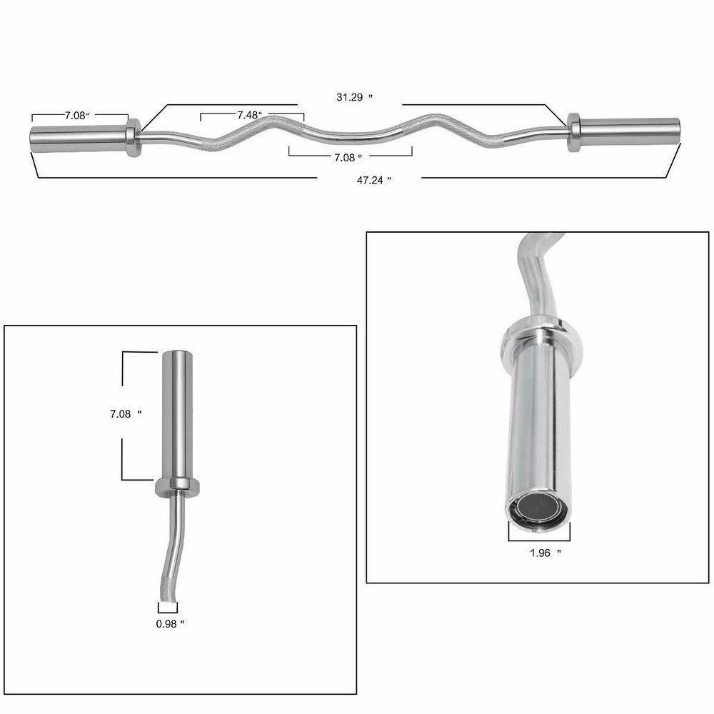 Everyday Essentials Solid 2-Inch Olympic Super Curl Bar 350lb 48in barbell