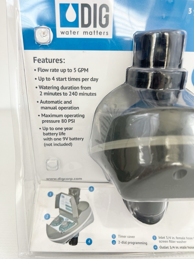 DIG 2 Dial Hose End Timer Programmable Battery Operated B092A For Drip/Sprinkler
