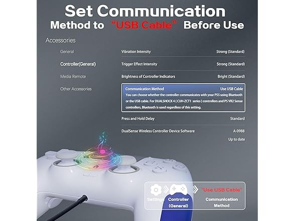 IWGAME RGB Wired Controller | PS5 | PC Blue