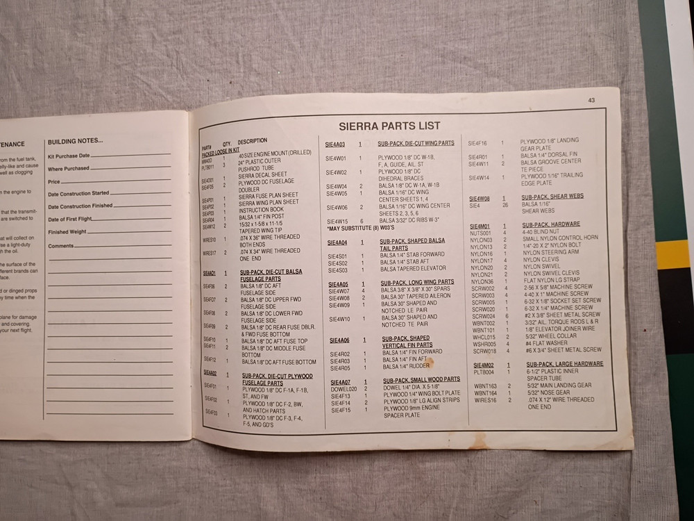 Top Flite Sierra Instruction Book