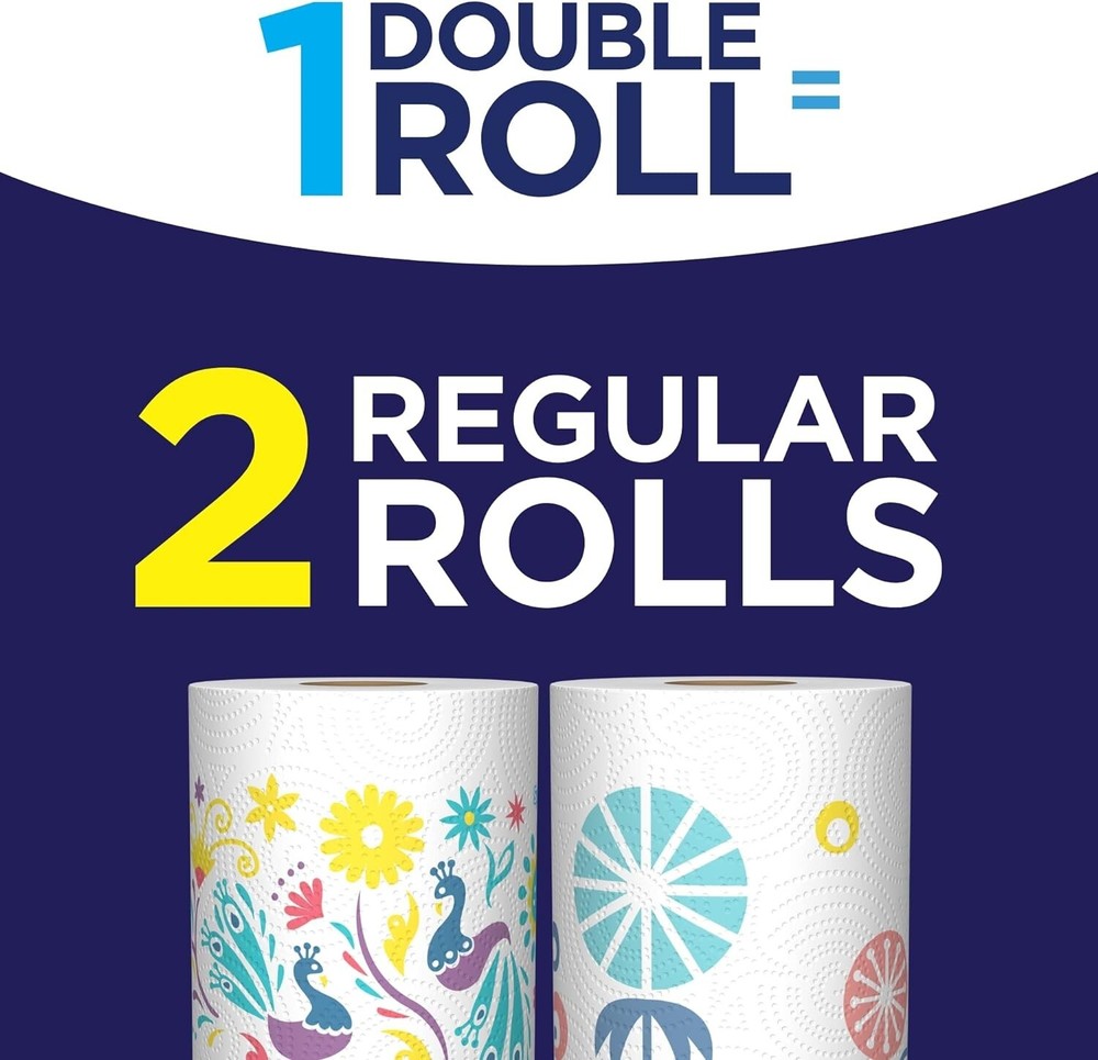 Sparkle Pick-A-Size Paper Towels Spirited Prints 6 Double Rolls = 12 Regular