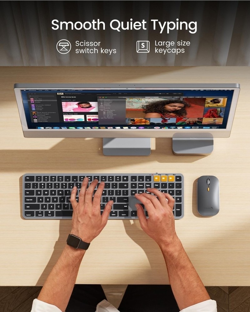 ProtoArc KM100-A Backlit Bluetooth Keyboard and Mouse Combo for Mac