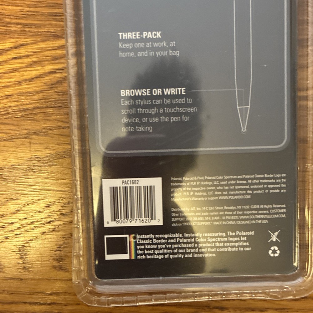 Polaroid Stylus Three-Pack Capacitive Soft Tip Clip Black Silver Blue