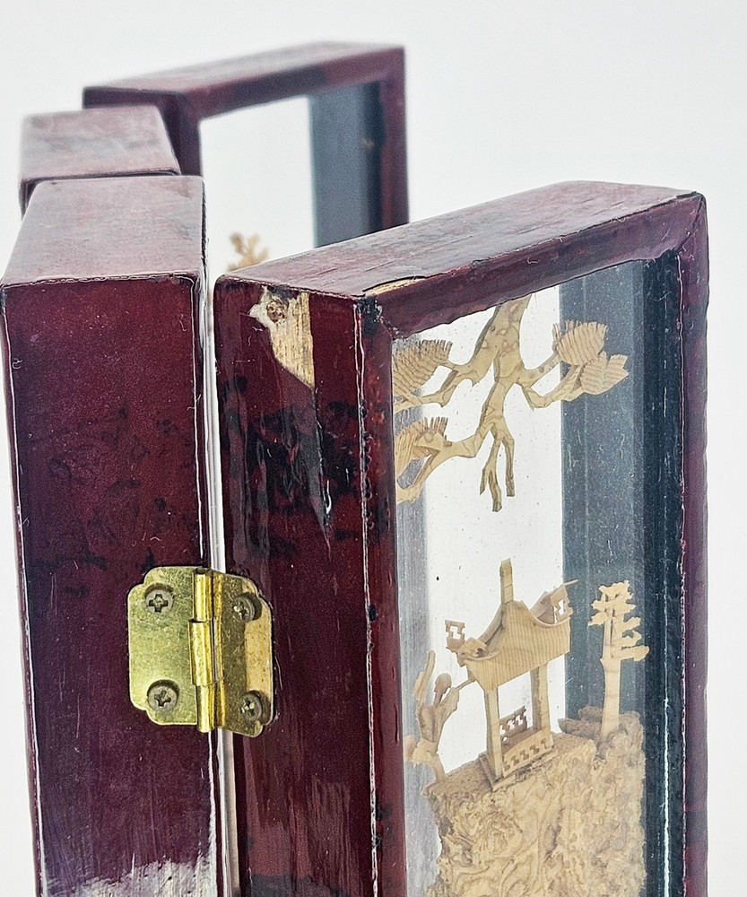 Chinese Mini Cork Carved Screen