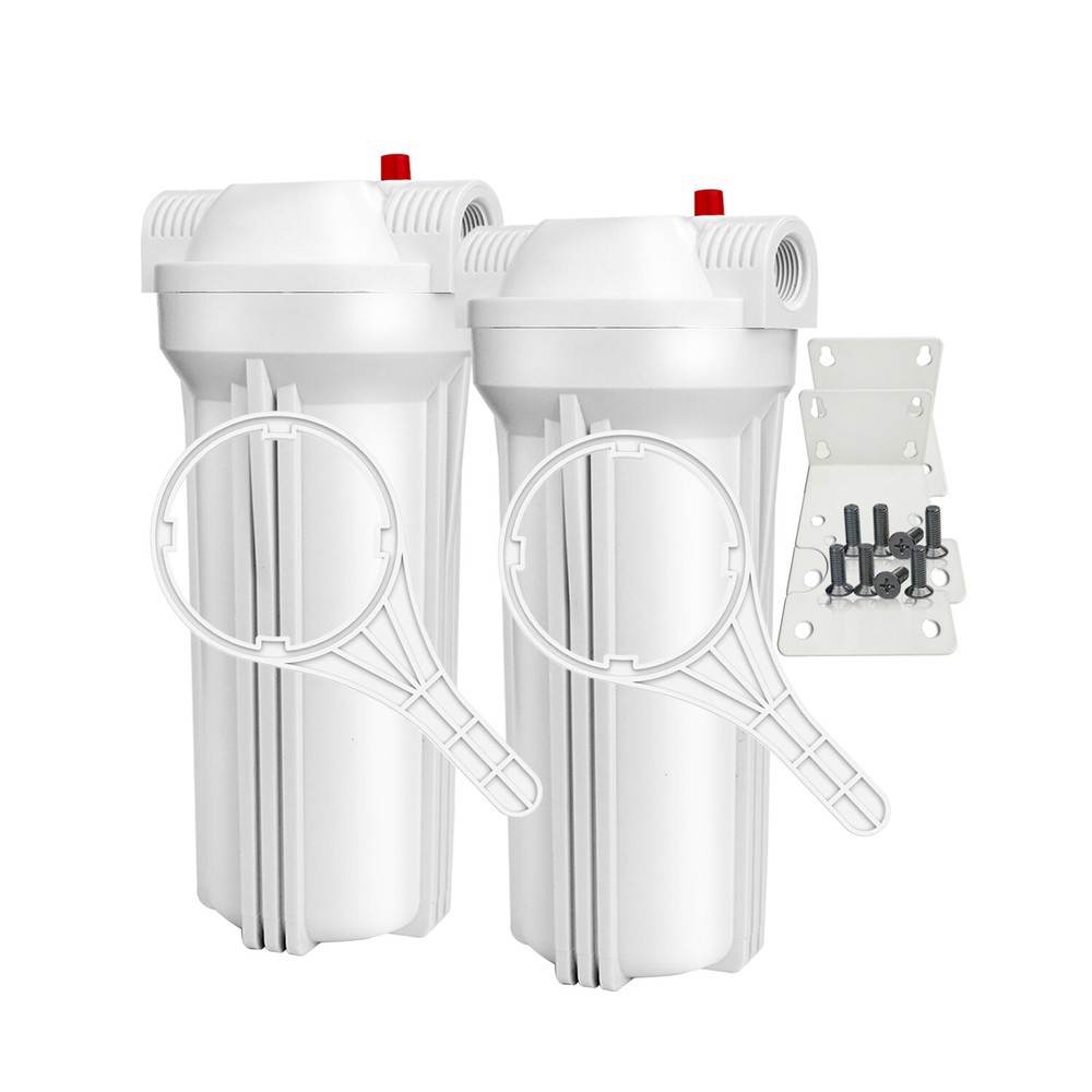 2 Pack 10" x 2.5" Water Filter Housing Water Pre-Filter for Whole Home 3/4" NPT