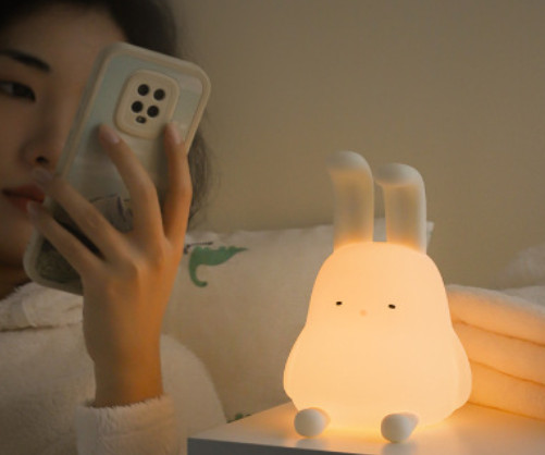 Timed Warm Light Silicone Rabbit Night Lamp Cute