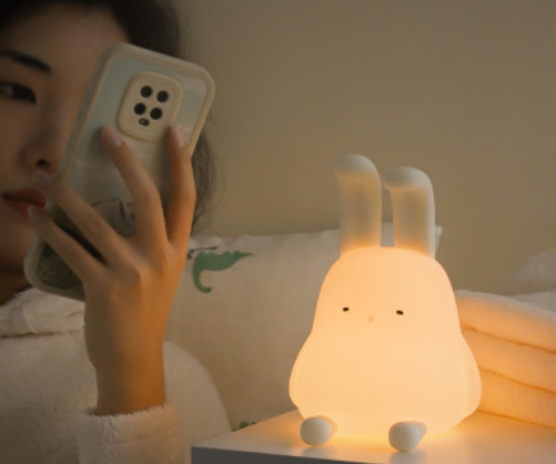 Timed Warm Light Silicone Rabbit Night Lamp Cute
