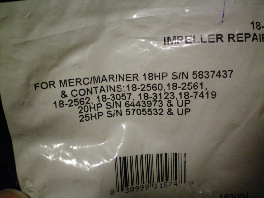 SIERRA #18-3215 PARTIAL IMPELLER REPAIR KIT, FREE FREIGHT