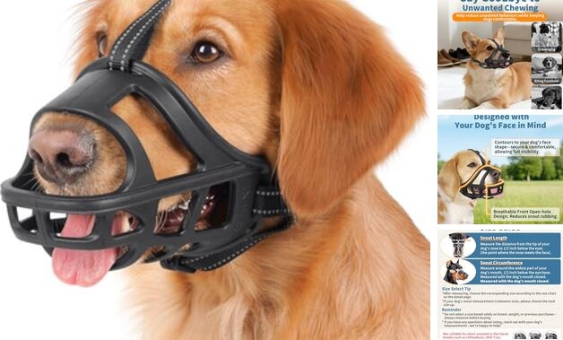 Dog Basket Muzzle for Medium & Large Dogs, Humane Cage Muzzle Prevent XL Black
