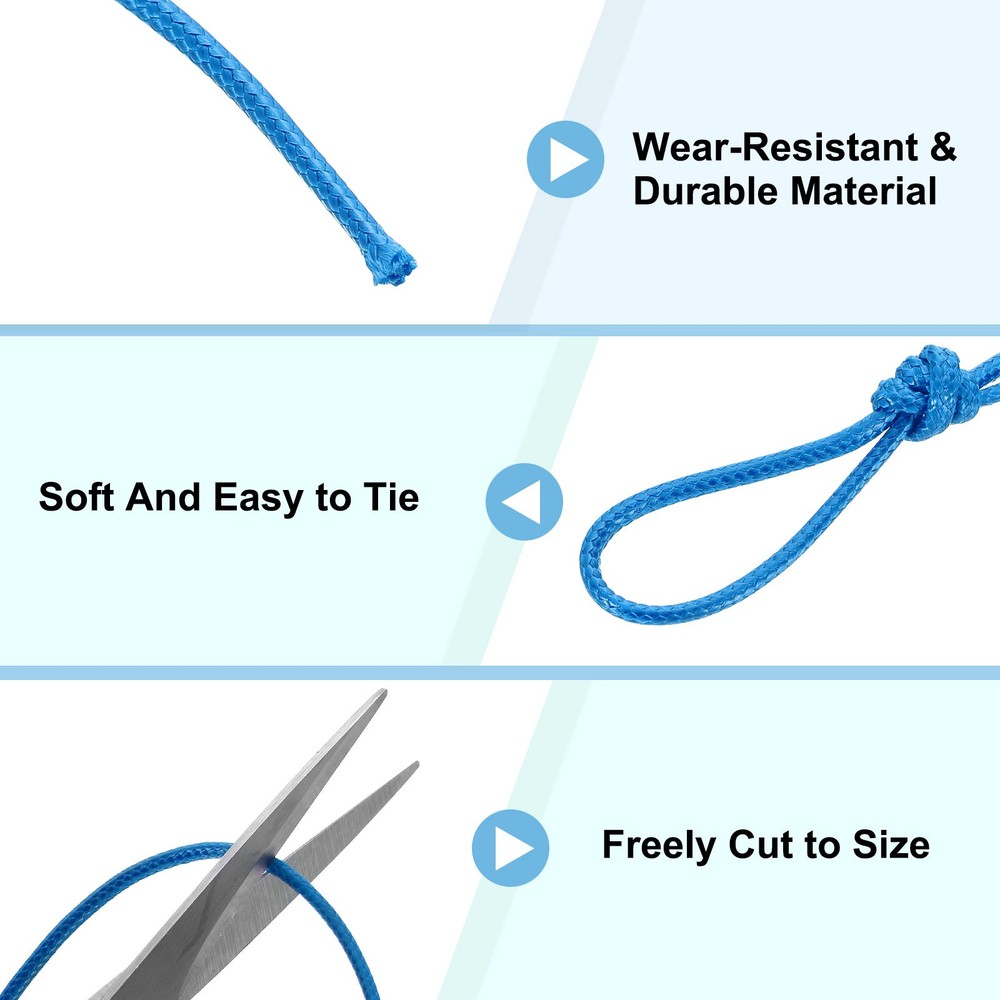 3Pcs Waxed Polyester Cord, 5.5 Yard 2mm Wax Bead Thread String, Dark Lake Blue