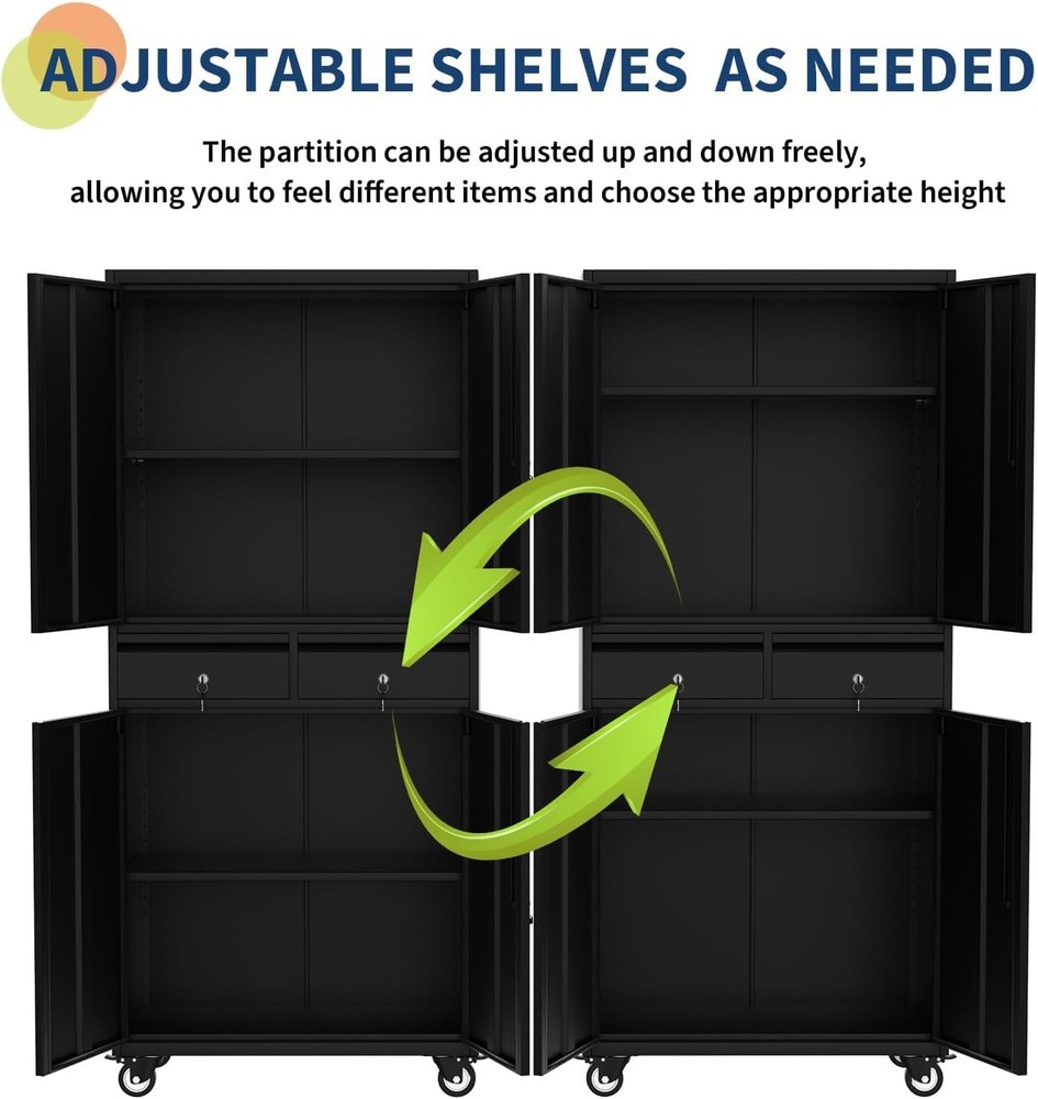 GarveeHome 72in Rolling Storage Cabinet Locking Doors