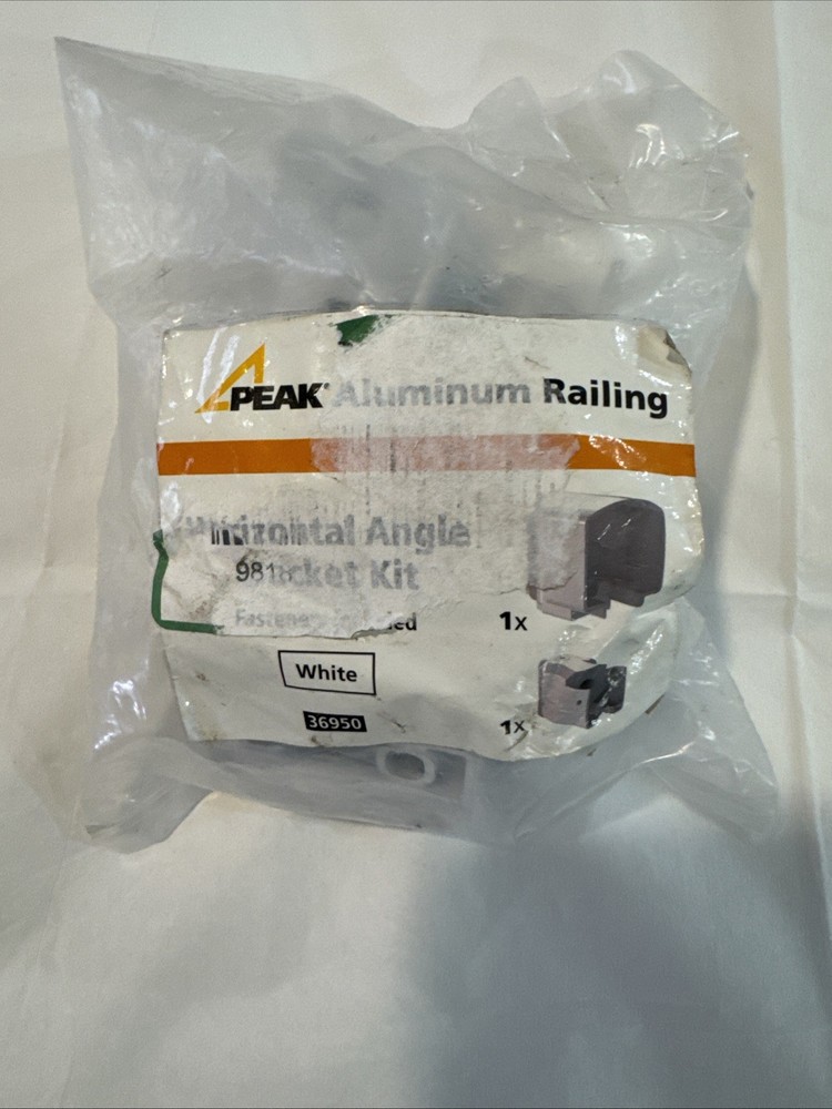 Peak 36950 White Aluminum Deck Railing Horizontal Angle Bracket Kit