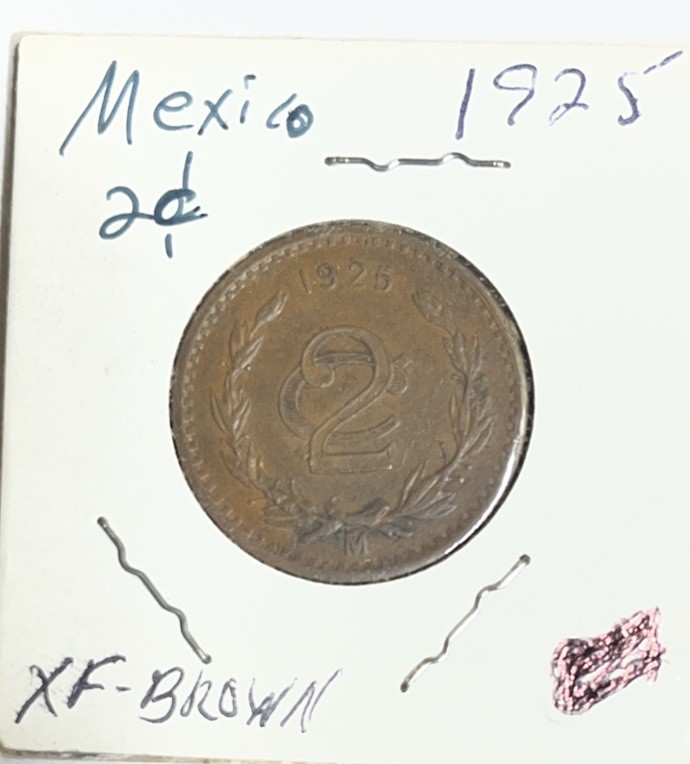 1925 Mexico 2 Centavos  Glossy Brown Unc
