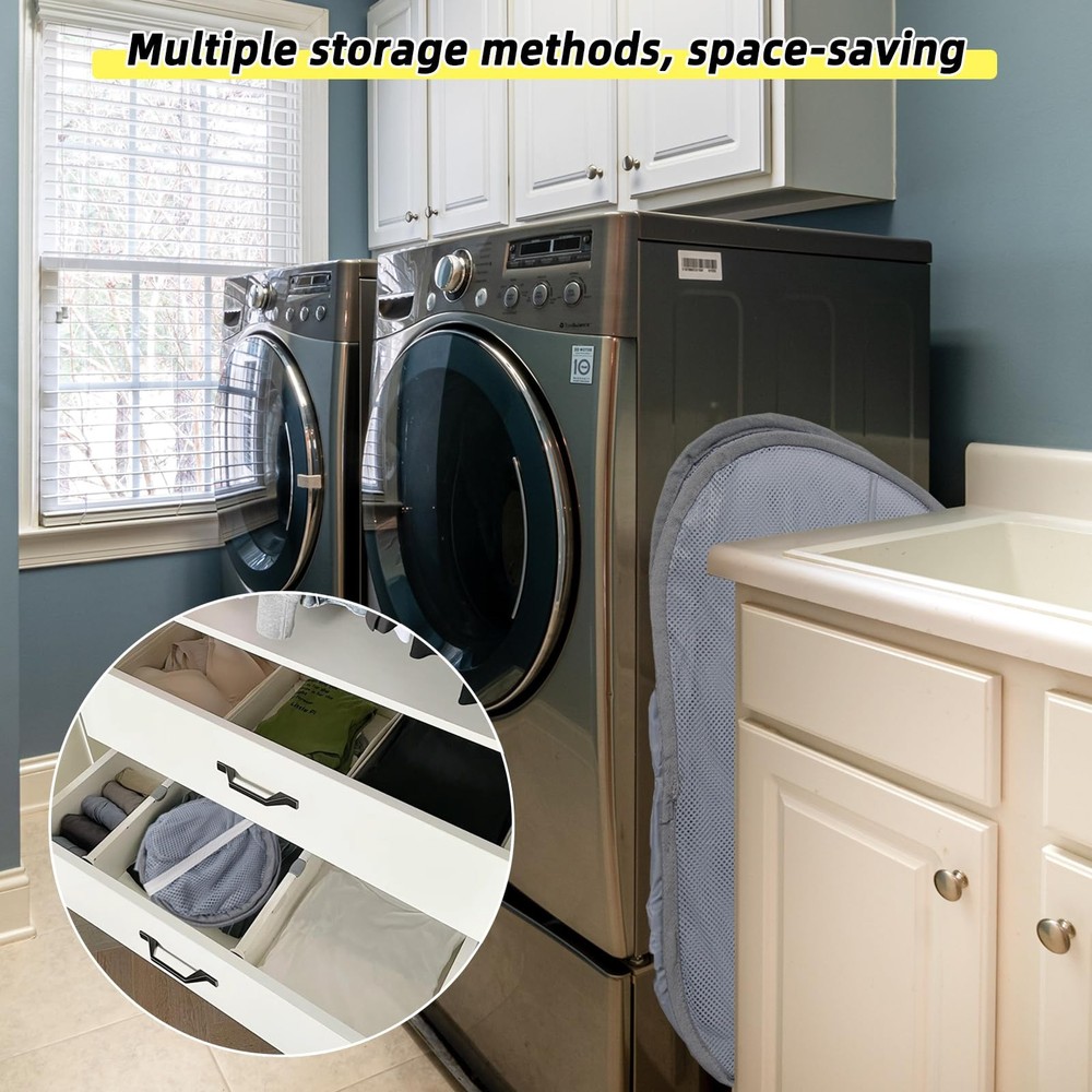 HEDONLEE Collapsible Laundry Basket, 90L Foldable Square-Mesh，1 Pack, Gray