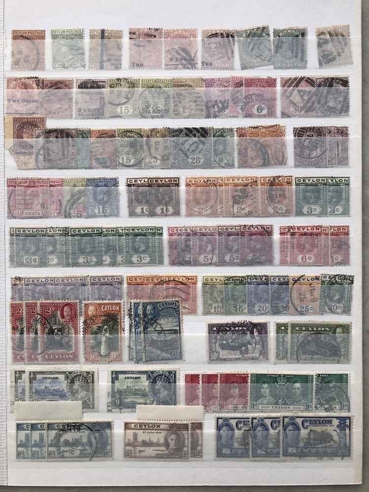 Ceylon Stamp Collection On 2 Stock Pages