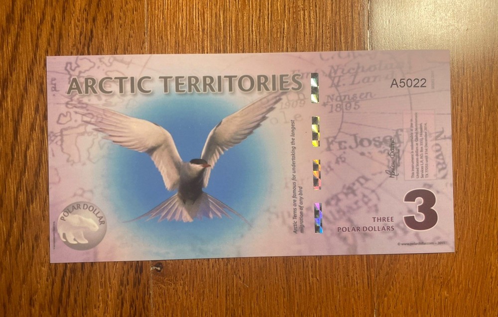 2011 ARCTIC ( North Pole) banknote 3 dollar